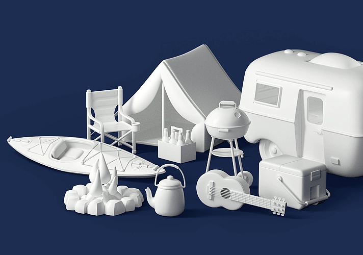 模漾网-42P-GSG-The Happy Toolbox-Outdoor Adventure-户外探索探险装备模型预设包