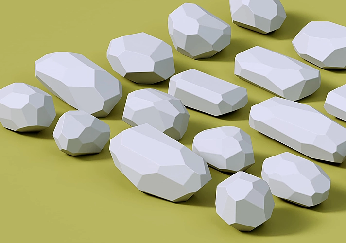 模漾网-20P-GSG-Geometric Stone Models-石头模型预设包