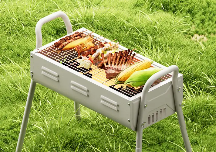 模漾网-Octane工程-草坪烧烤炉草地烤鱼烤玉米烤羊肉烤羊排-野营场景