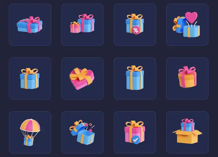 模漾网-20P-礼盒图标礼品盒3D模型