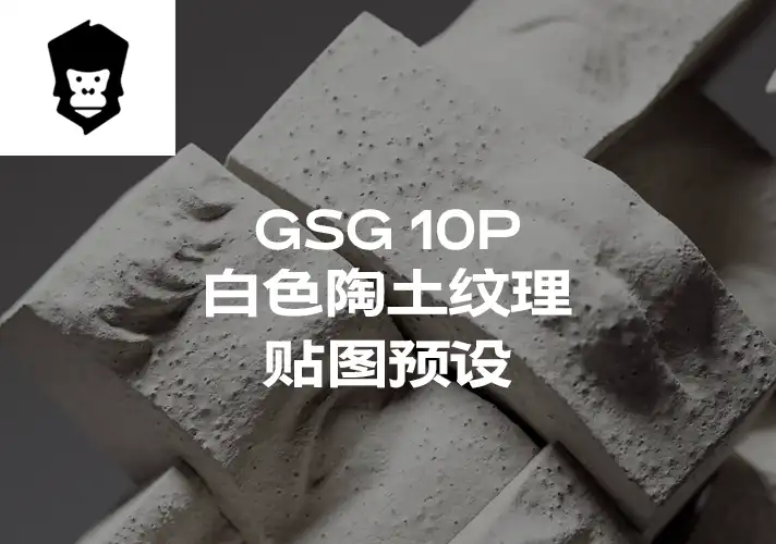 模漾网-10P-灰猩猩GSG白色陶土纹理贴图预设Material White Terracotta
