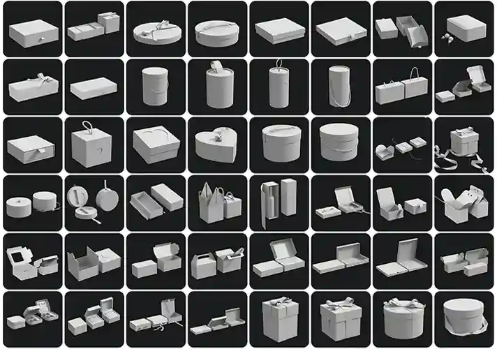 模漾网-60P-礼品盒礼盒首饰珠宝化妆品包装3D模型-Models of packaging gift boxes