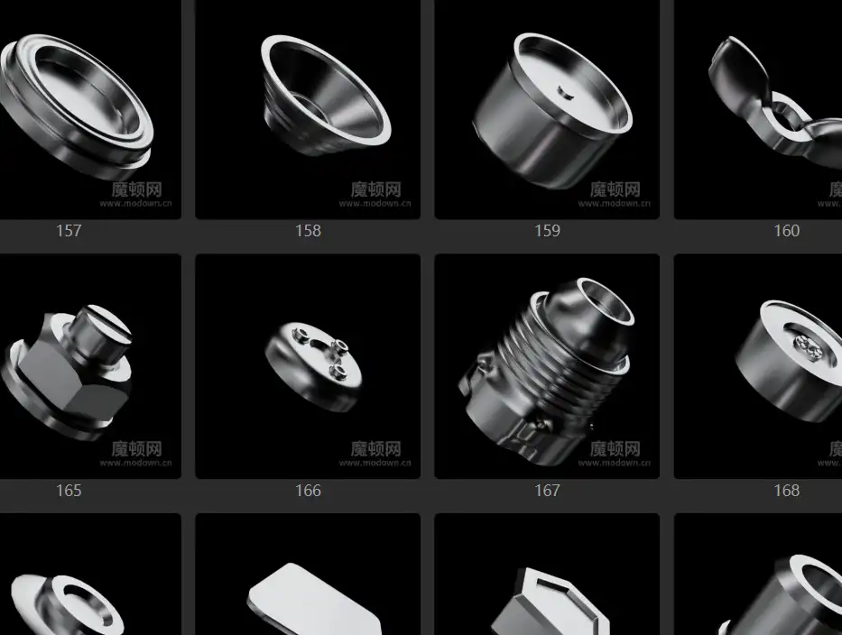 模漾网-600P-高精度公制美制螺丝螺母资产-机械结构紧固件模型合集-C4D Screw 3D Model