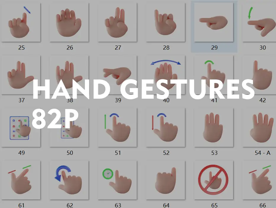 模漾网-82P-卡通可爱胖嘟嘟手势模型资产-C4D合集-Hand Gestures-02
