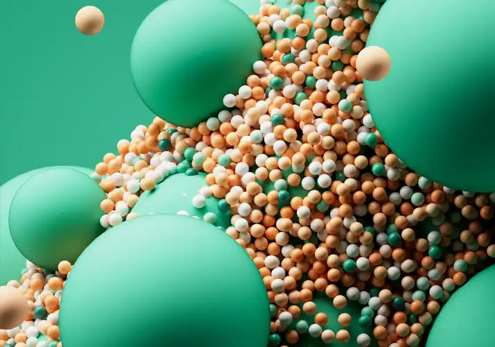 模漾网-随机颜色球体分子-渲染场景