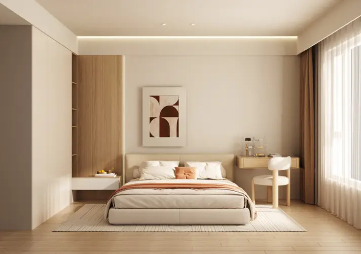 模漾网-Octane暖风室内温馨卧室工程-渲染场景