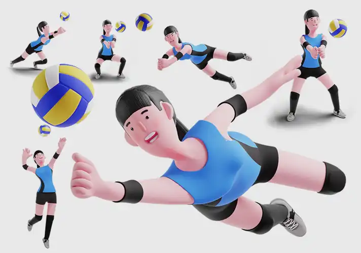 模漾网-25P-排球卡通运动角色模型合集-源文件Volleyball