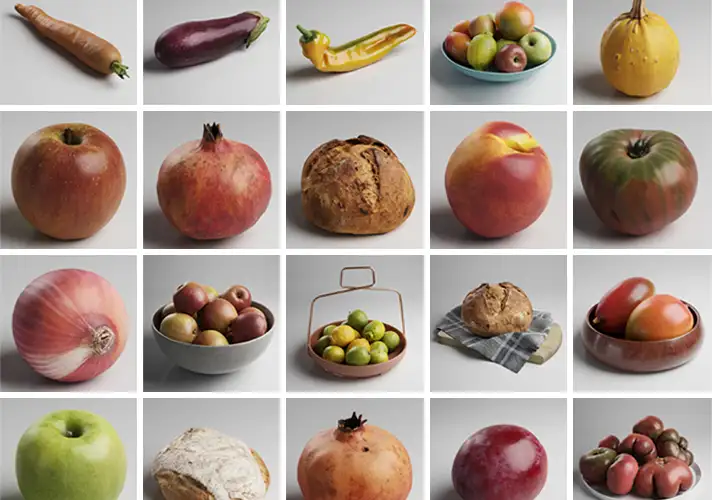 模漾网-117P-水果蔬菜坚果面包-3dmax模型集合