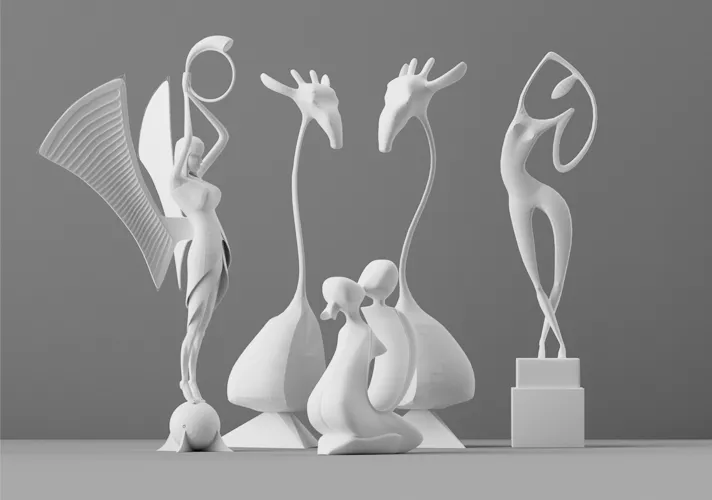 模漾网-4P-现代风格雕塑模型-3D Models Figurine