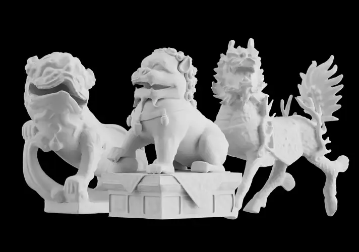 模漾网-40P-中国雕塑古典石狮雕塑3D模型合集-Stone Lion Sculpture