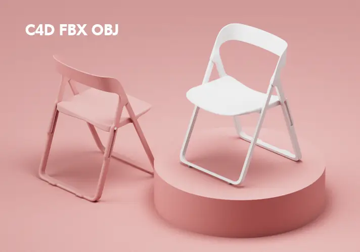 模漾网-靠背椅折叠椅办公椅-C4D模型