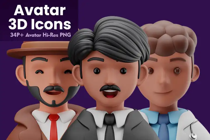 模漾网-27P-卡通粘土头像图标模型集合-3D Icon Pack-02