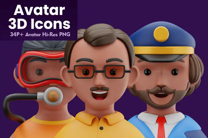 模漾网-34P-卡通粘土头像图标模型集合-3D Icon Pack-01