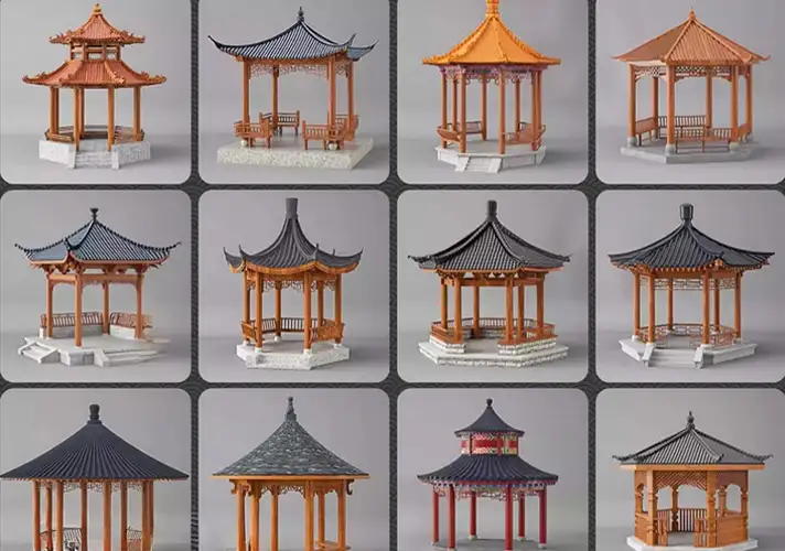 模漾网-15P-中式庭园凉亭古风亭子-模型合集