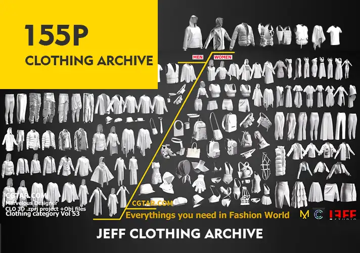 模漾网-115P-衣服夹克背包服装3D模型-Jeff Clothing Archive