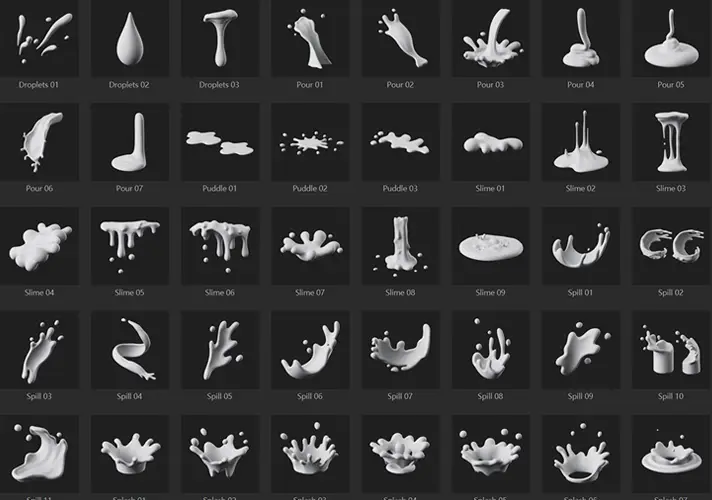 模漾网-45P灰猩星GSG快乐工具包飞溅流体模型-预设The Happy Toolbox Splash