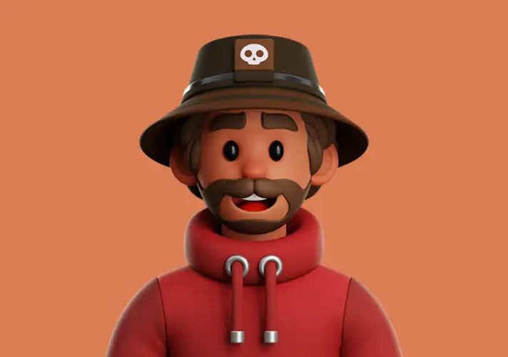 模漾网- 渔夫卡通头像三维模型-Icon fisherman