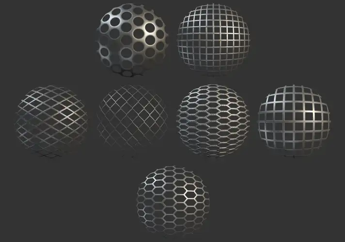 模漾网-7P-空心金属网-纹理贴图