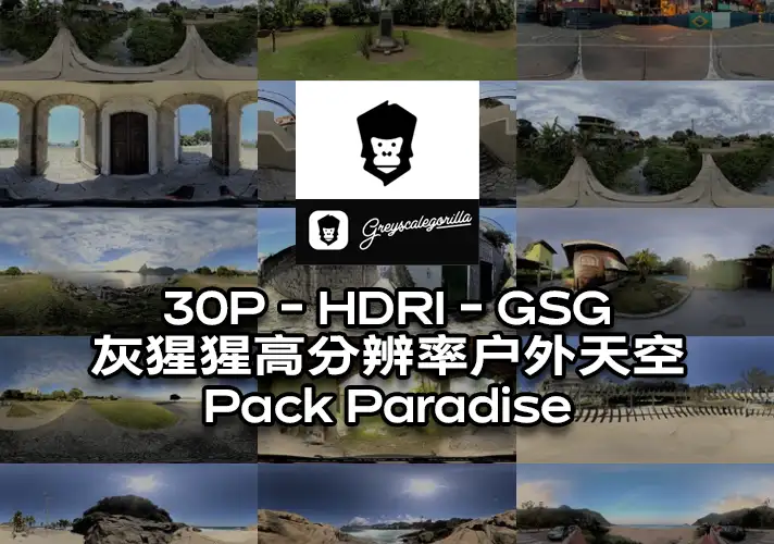 模漾网-30P-HDRI-GSG灰猩猩高分辨率户外天空-Pack Paradise