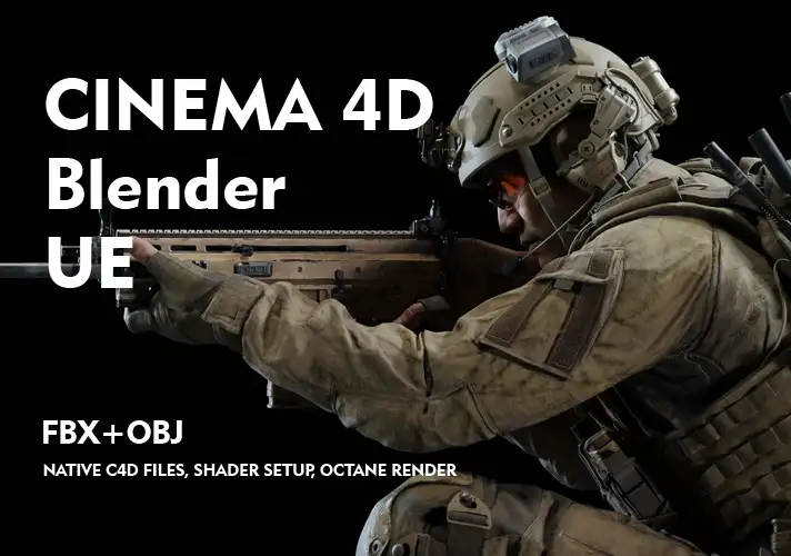 模漾网-特种部队军队角色绑定资产-头盔装备模型-BMS OPS-70GB