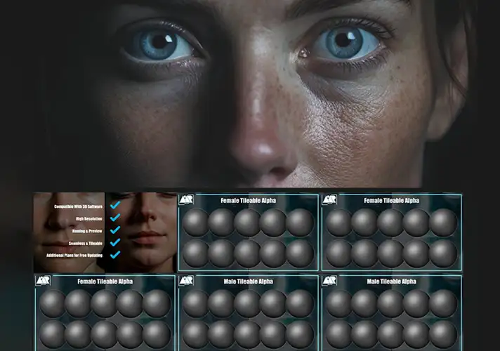 模漾网-100P-男女人体部位皮肤笔刷-Human Skin Kit-Tileable Alpha  Brush