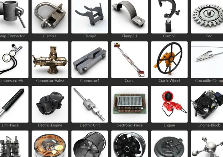 模漾网-300P-部件零件工业模型C4D预设-lib4d