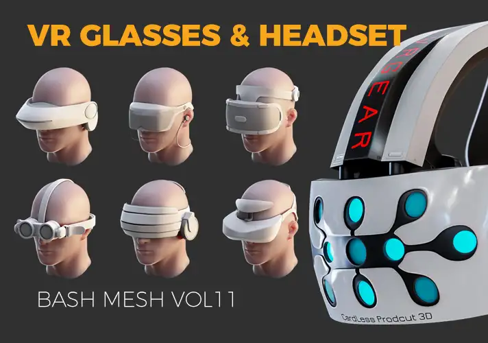 模漾网-31P-VR现实增强头戴眼镜虚拟3D-模型资产-VR Glasses HeadSet