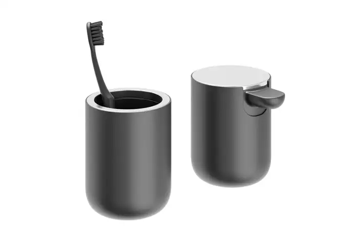 模漾网-1P-黑色沐浴皂泵牙刷架-Bath Soap Pump Toothbrush Holder by Menu