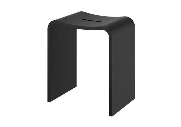 模漾网-1P-黑色石质淋浴凳-Black Stone Shower Stool by Decor Walther