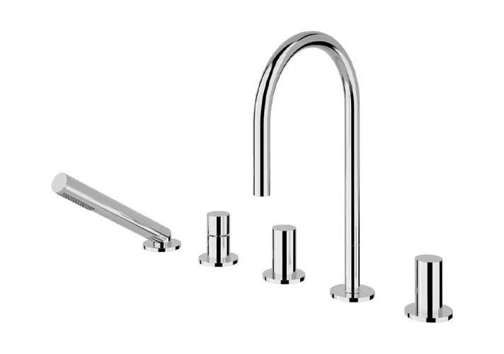 模漾网-1P-金属五孔台面安装式浴缸龙头-Kartell 5-Hole Deck-Mounted Bath Mixer by Laufen