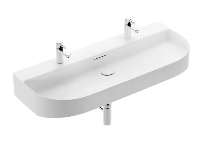 模漾网-1P-劳芬洗脸盆双水龙头-Sonar Washbasin 100 cm 81034 by Laufen