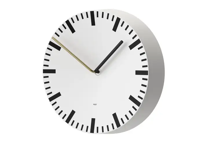 模漾网-1P-白色挂钟-Analog White Wall Clock by Hay