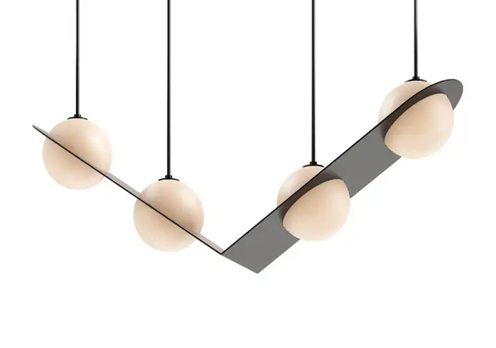 模漾网-1P-折叠的金属框架玻璃球经典吊灯-Laurent 02 Pendant Lamp by Lambert