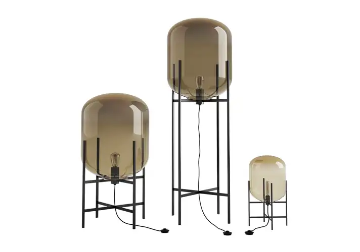 模漾网-1P-圆柱形玻璃灯罩落地灯-Oda Lights by Pulpo