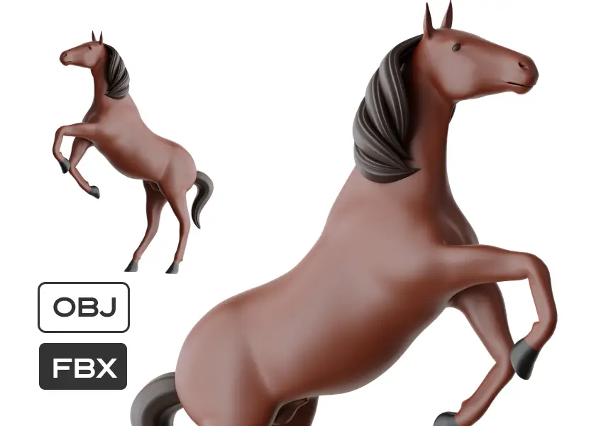 模漾网-1P-跃马粘土风格卡通C4D模型-Horse 3D Icons