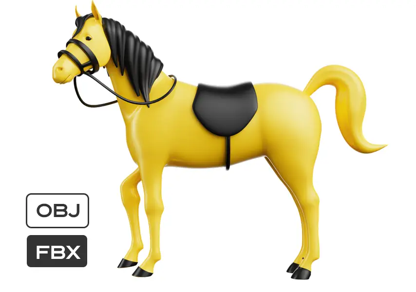 模漾网-1P-马儿粘土风格卡通C4D模型-Horse 3D Icons-02