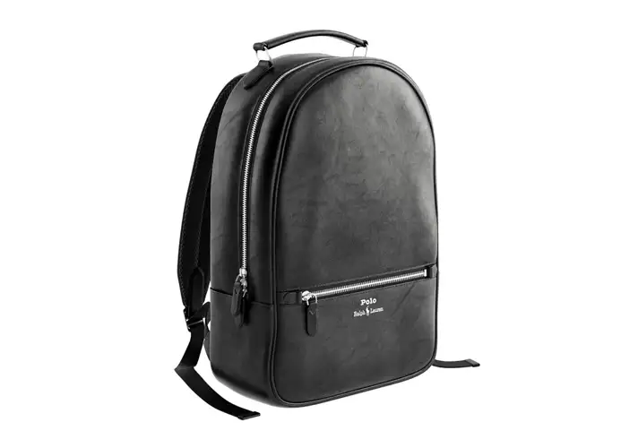 模漾网-1P-皮革背包-Leather Backpack Black By Polo Ralph Lauren