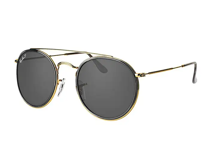 模漾网-1P-太阳镜-Round Double Bridge Sunglasses Gold by RayBan