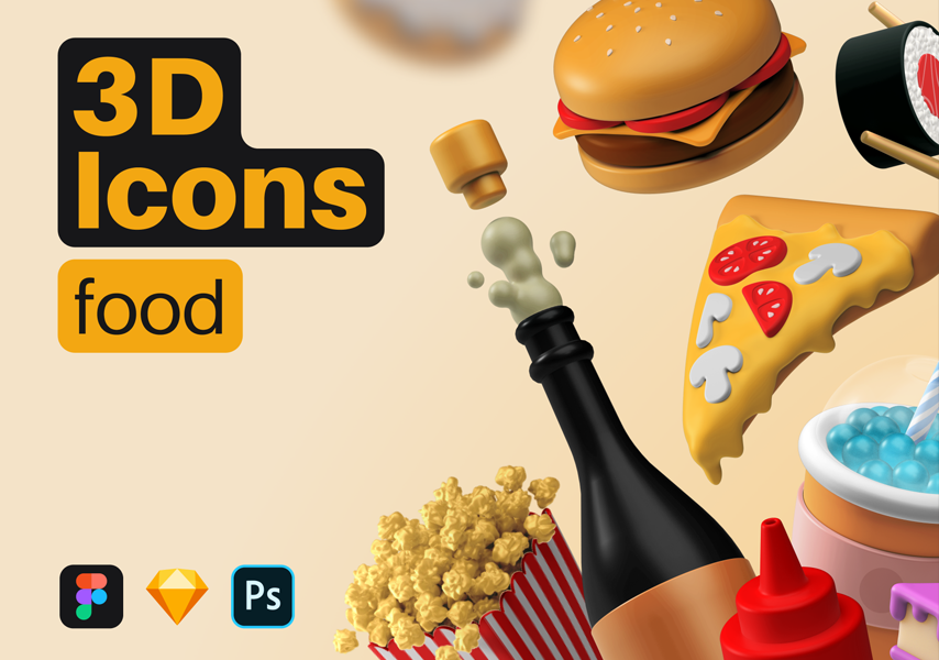 模漾网-21P-食物西餐快餐-Sketch OBJ-食物图标模型