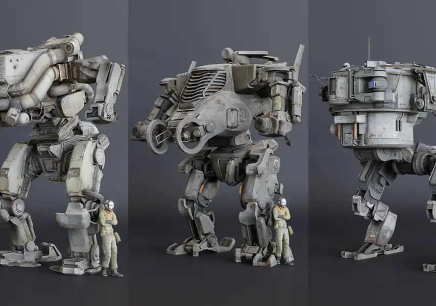 模漾网-31P-科幻机甲机器人战争武器模型-Hawken Game Characters Models Blender