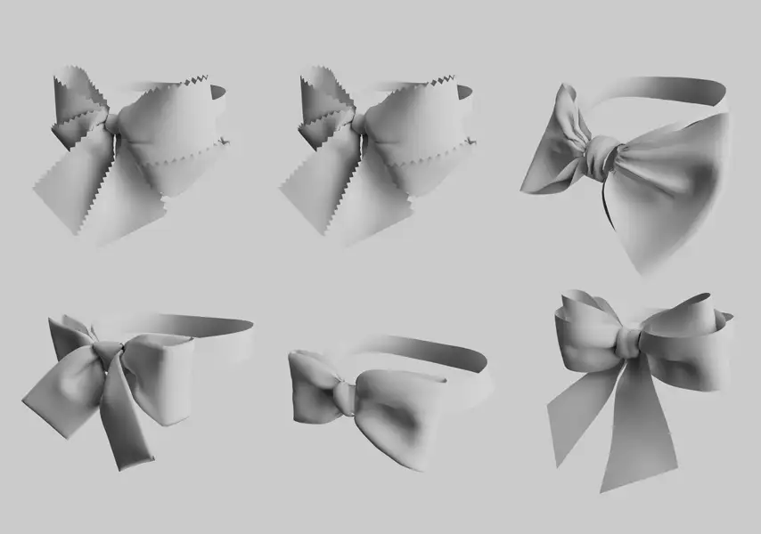 模漾网-20P-蝴蝶结领结面料布料-C4D模型