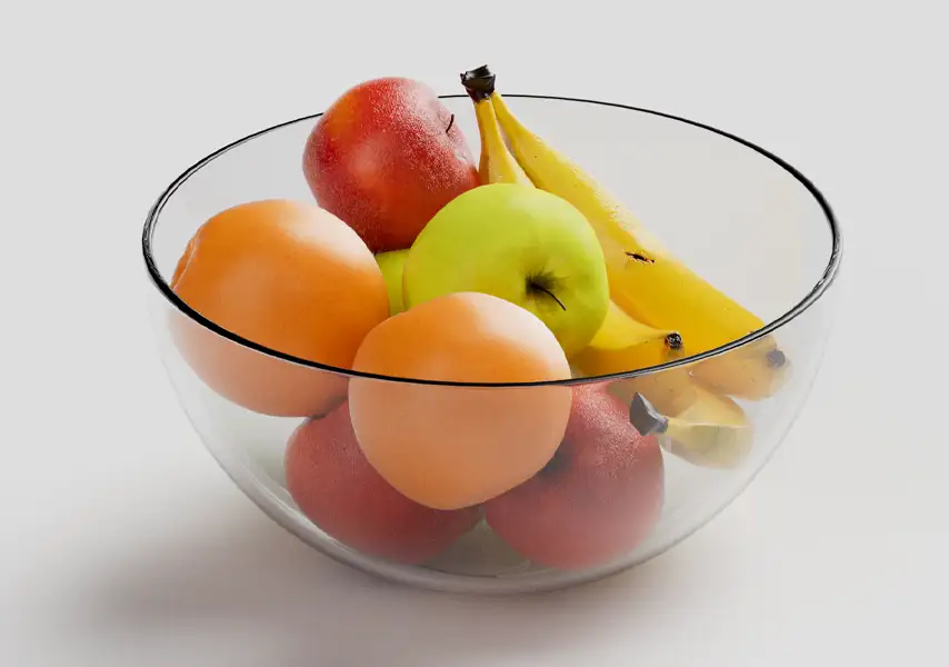 模漾网-1P-装苹果的透明玻璃碗