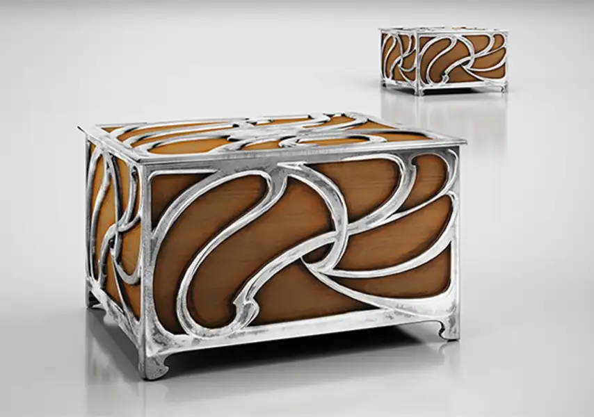 模漾网-1P-铁艺花纹木制创意箱子