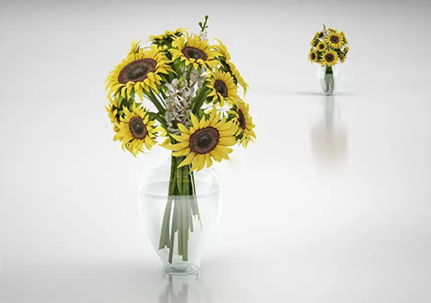 模漾网-1P-向日葵玻璃瓶插花