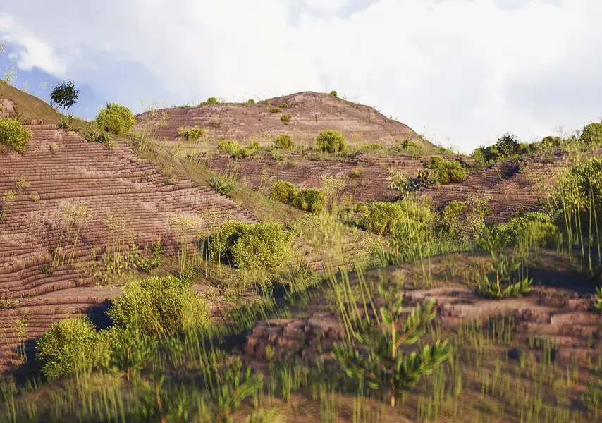 模漾网-1P-绿植旷野地貌-Octane-Hiking-C4D工程