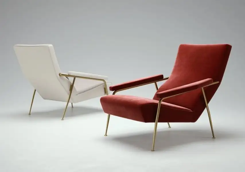 模漾网-1P-现代风格布艺金属扶手休闲椅