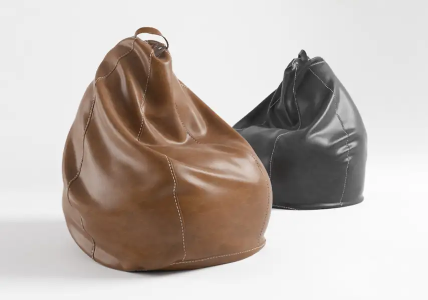 模漾网-1P-棕色黑色-单人休闲懒人沙发-模型