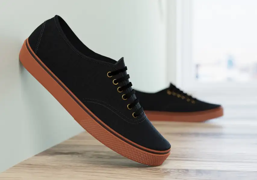 模漾网-1P-黑色休闲帆布鞋-模型