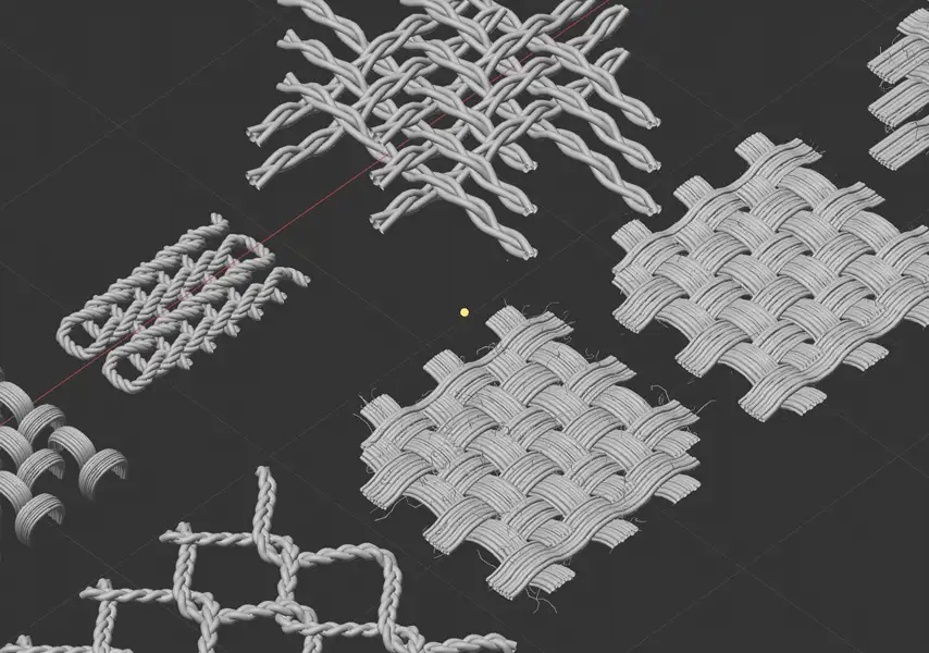 模漾网-7P-布料纺织局部编织特写微观-模型-3D Fabric Patterns