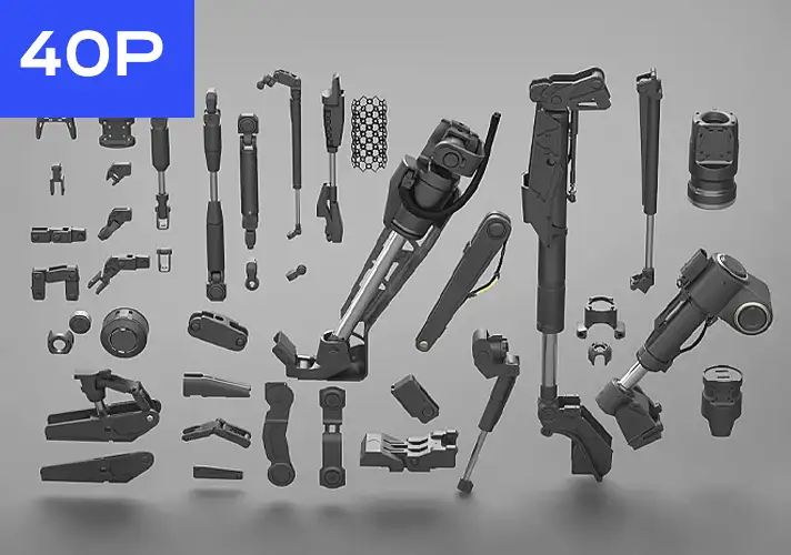 模漾网-40P-硬面机甲-液压小接头模型 Hydraulics and Smaller Joints